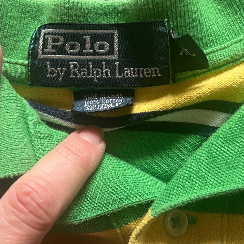 Polo by Ralph Lauren Green and Yellow Striped Cotton Polo